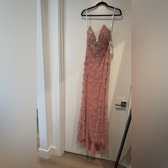 Portia and Scarlett PS26176 - Floral Embellished Plunging V-Neck Dress - Picture 3 of 9